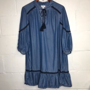 Crown & Ivy Women's 1X Blue Chambray Denim Dress